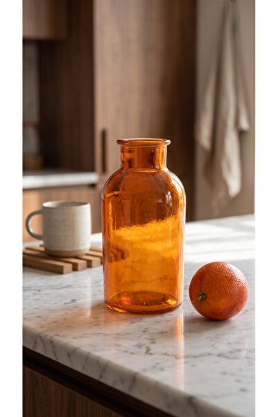 zezedesing Vază decorativă din sticlă colorată 20x10 cm – Vază modernă pentru flori, decor pentru masă de living și consolă (ORANGE)