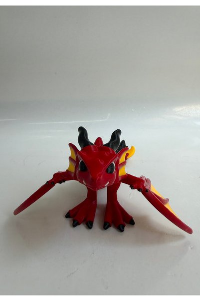 Katmanist Kırmızı Ejderha Figürü - Sırttan Basmalı Hareketli Kanat Mekanizmalı Dragon Biblo, Dekoratif Oyuncak