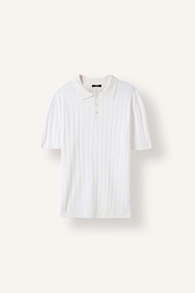 DeFacto Standard Fit Polo Collar Short Sleeve Textured Knitwear T-Shirt H8965...