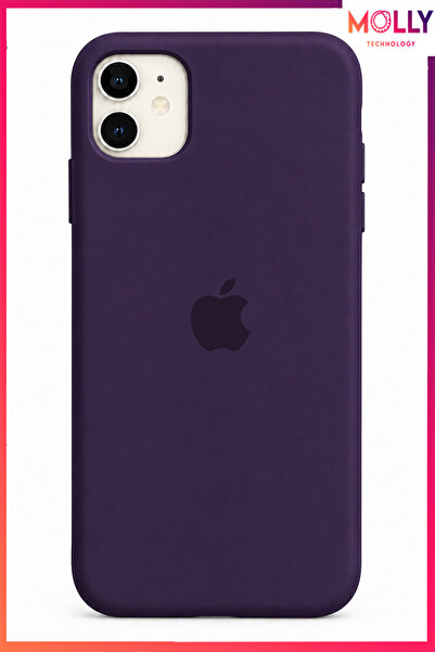 Molly iPhone 11 İçin Derin Mor Lansman Soft İçi Kadife Mat Silikon Kılıf