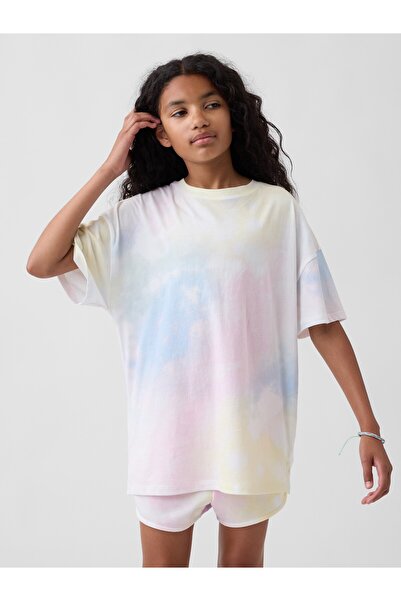 GAP Kız Çocuk Çok Renkli Tie-Dye Oversized T-Shirt