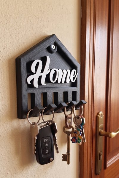 Rodopiva Decorative Home Designed Wall Key Holder with Writing - 5 Hangers - (11cm) (Plastic)