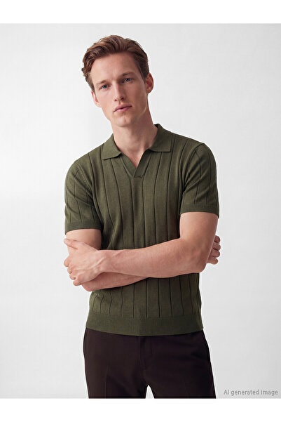 LC Waikiki Peak New Season Polo Neck Striped Men's Knitwear T-Shirt