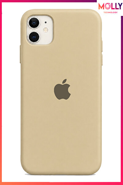Molly iPhone 11 İçin Bej Lansman Soft İçi Kadife Mat Silikon Kılıf