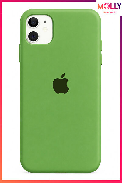 Molly iPhone 11 İçin Fıstık Yeşili Lansman Soft İçi Kadife Mat Silikon Kılıf