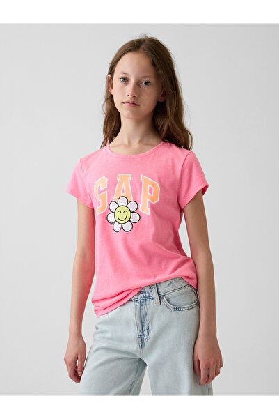 GAP Kız Çocuk Pembe Grafik Baskılı T-Shirt