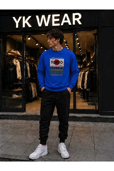YK WEAR Unisex Tokyo Red Sun Printed Crew Neck Sweatshirt Tracksuit Bottom To...
