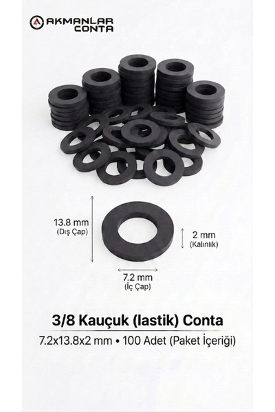 3/8 Kauçuk(lastik) Conta 7.2x13.8x2 mm 100 Adet