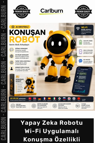Carlburn #YapayyZeka Akıllı Yapay Zeka Robotu WiFi Uygulamalı Konuşma Özellik...