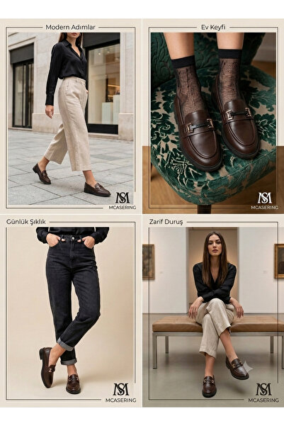 MCASERING Lüx Ortopedik Kaymaz Tabanlı Ultra Hafif Günlük Kadın / Kız OXFORD Babet Casual Ayakkabı