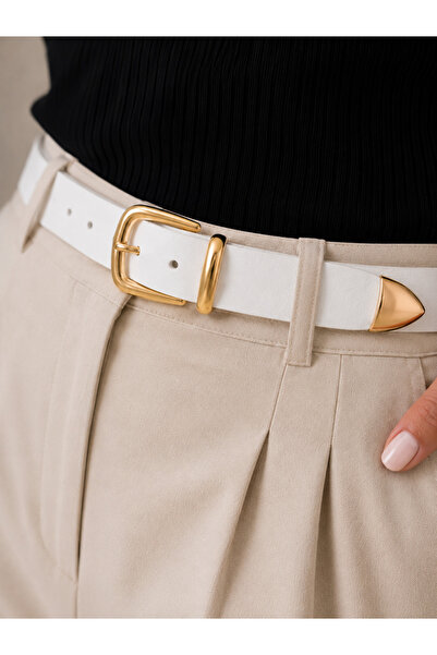 derikem 100% Genuine Leather Women's Belt – Gold Bridge & Gold End Detail, 3 ...