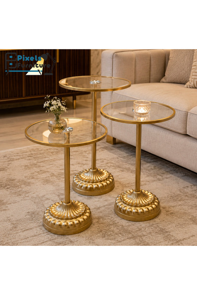 PixelsFurniture Bekas Furniture 3-Piece Serving Table Set with Heat Resistant...
