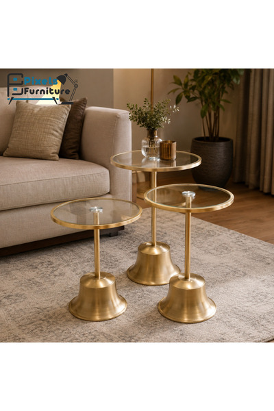 PixelsFurniture Bekas Furniture 3-Piece Serving Table Set with Heat Resistant...