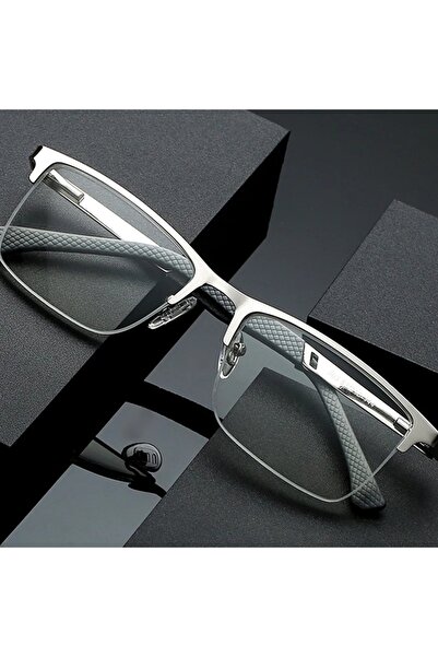 Choice3 +250 Sliver May Flower Reading Glasses Men Anti-blue Light Metal Half...