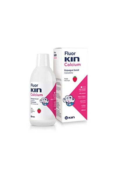 KIN Apă de gură Fluorkin cu Calciu, Aromă de Căpșuni, 500ml
