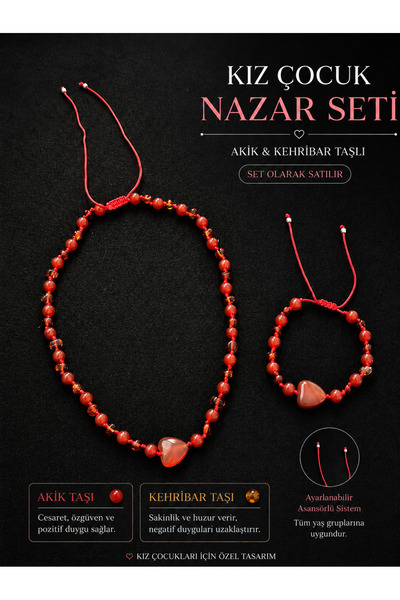 PS PAMİRA STORM NAZAR SETİ KOLYE BİLEKLİK SET AKİK, KEHRİBAR SERTİFİKALI SET ...