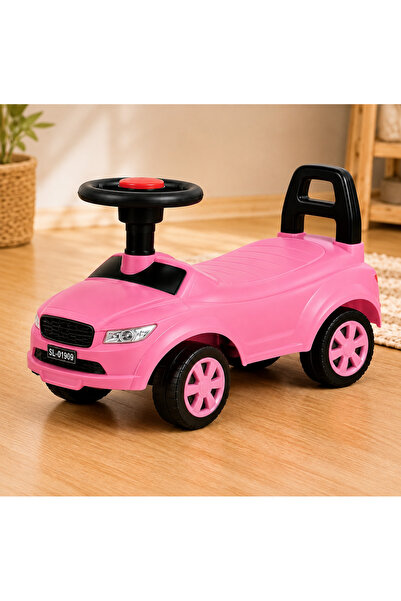 Biki Children's Ride-On Car with Four Wheels, Handle, and Horn - Sl-01909 / Pink