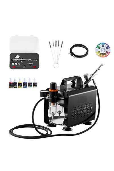 OMS Kit aerograf ultra-silențios cu compresor, 23-25 L/min, 120 W, duze de 0....