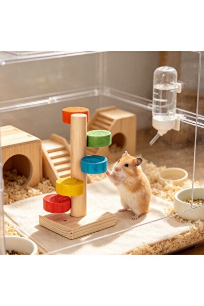 idei Scară suspendată din lemn neted pentru hamster și rozătoare 8×8×16,5 cm,...
