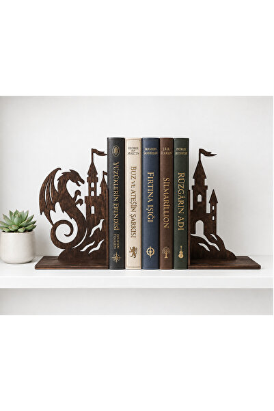 ROKH 🐉   Fantastic Book Holder |   Dragon & Castle Themed Mdf Bookshelf Deco...