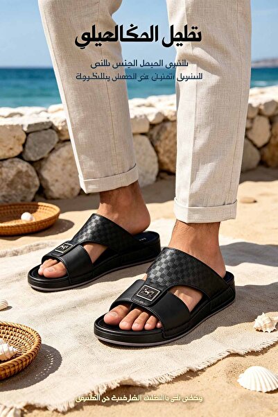 Amity Footwear KSA صنادل رجالية عصرية من الجلد الطبيعي، شبشب عربي سهل الارتدا...