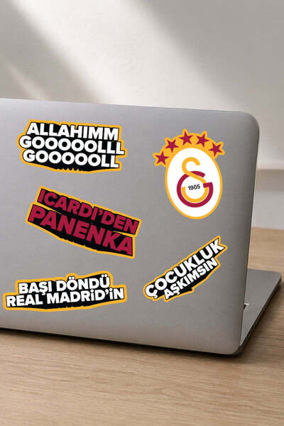 Galatasaray Sticker Set Yellow Slogan - Licensed Original