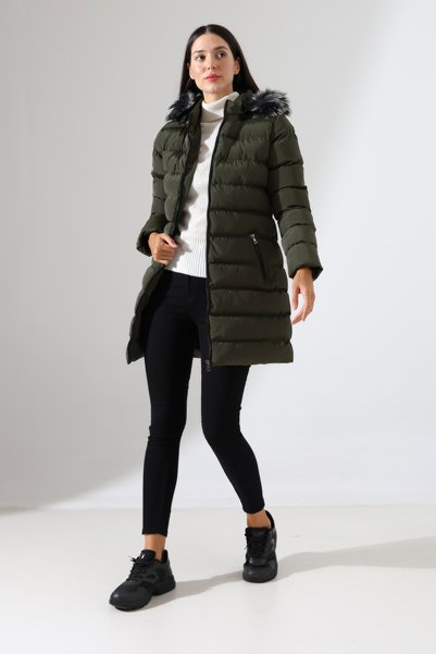 Talsmoda Women's Slim Fit Fur Hooded Coat