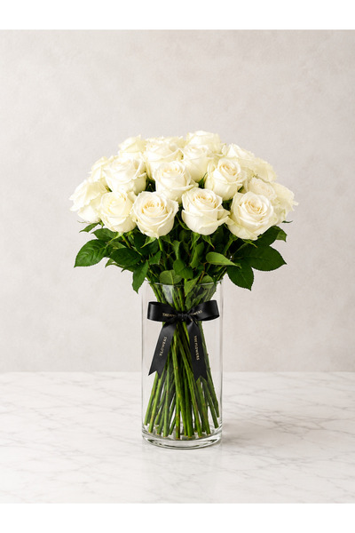 Crescent Flowers 20WhiteRoseVase