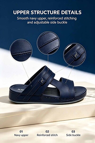 Amity Footwear KSA نعال رجالية مريحة من الجلد الصناعي سهلة الارتداء، نعال غير...