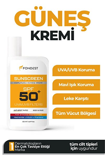 Ton Eşitleyici Aydınlatıcı Koyu Leke Karşıtı Renkli Kapatıcı Özellikli 50spf Günes Kremi 50ml