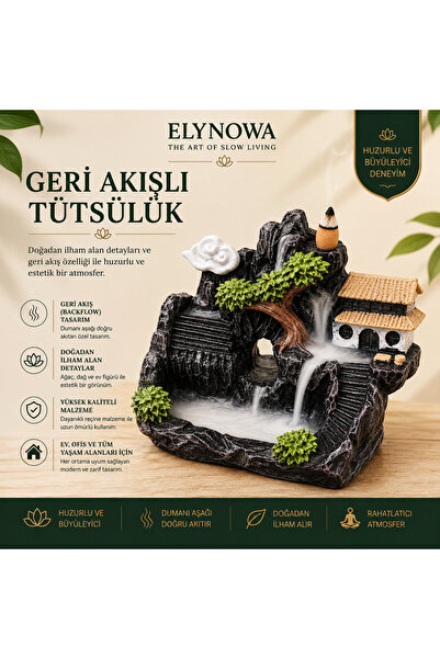 ElyNowa Köy Şelalesi Geri Akışlı Tütsülük | Seramik Backflow Tütsü Standı
