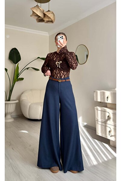 ALICESTORE Likralı Jean Maxi Paça Etekli Pantolon