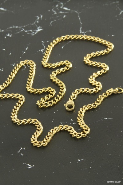 ZERO LAND Spt-Gld Flat Chain Steel Necklace 55 (131911) cm Yellow