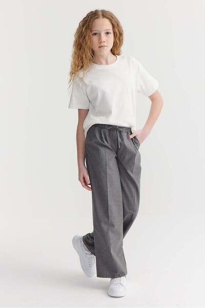 PAULMARK Girl's Double Waist Detailed Striped Trousers
