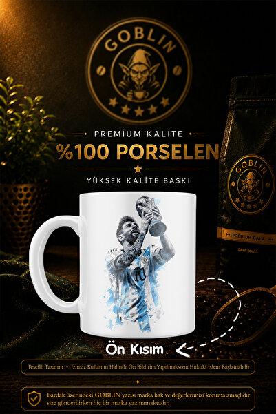 Goblin Messi Baskılı Adınız Kişiye Özel Kupa Kahve Hediyelik Porselen Kahve Ç...