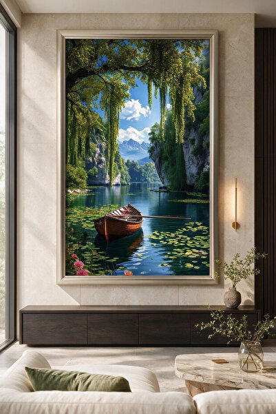 ARTAN GALLERY Kadife Doğa Manzarası Tablo 40 mm Çerçeveli Yağlı Boya Görünüml...