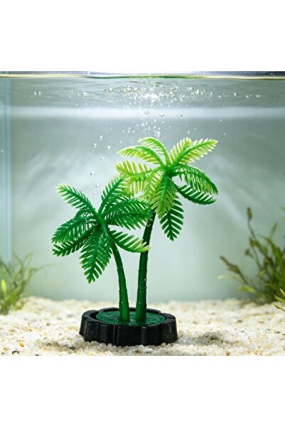 idei Plantă artificială palmier pentru acvariu 10 cm, decor subacvatic din pl...