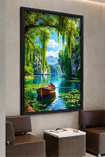 ARTAN GALLERY Kadife Doğa Manzarası Tablo 40 mm Çerçeveli Yağlı Boya Görünüml...