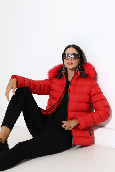 Talsmoda Women's Slim Fit Hooded Plush Short Coat
