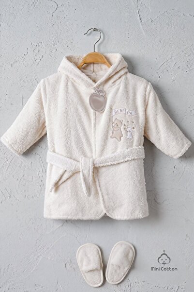 Mini Cotton 100% Cotton Baby Boy Bathrobe Set Boxed Hooded Bath Towel and Swa...