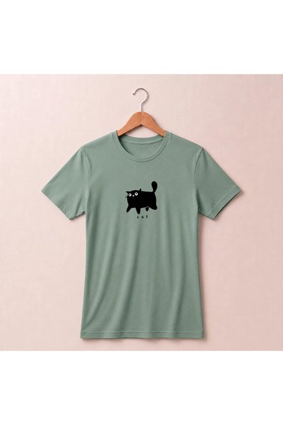 Petgifts Tricou Personalizat "Cat" - Bumbac 100% Sage Marime S