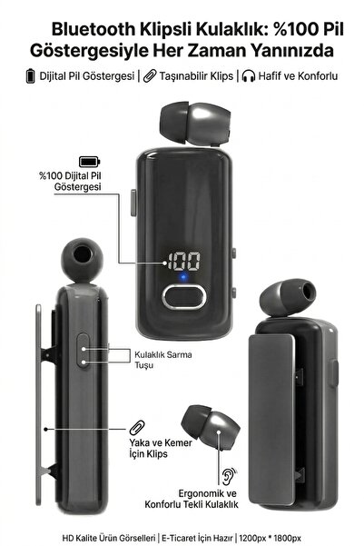 Dynego Makaralı Bluetooth Kulaklık Digital Göstergeli Çift Telefon Destekli I...