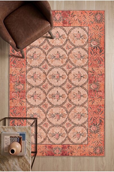 Ayduran Halı Miras Unique Aubusson Esintili Somon Çiçek Desenli Otantik Dokum...