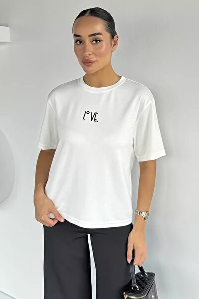 TOZLU Women's Crew Neck Front Print T-Shirt
