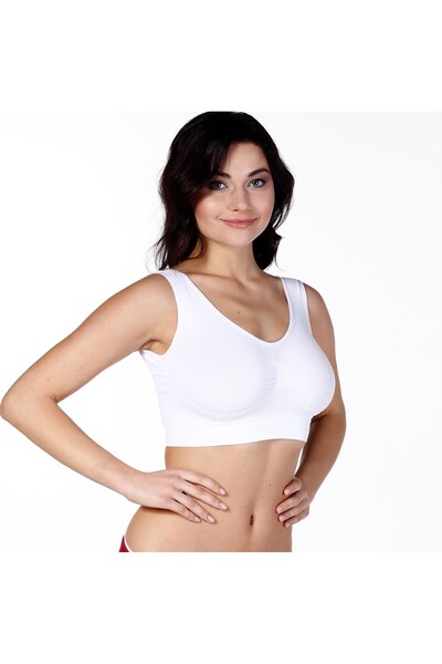 LEBRA Seamless Women's Padded Sports Bustier Thick Straps Flexible Soft Fabri...
