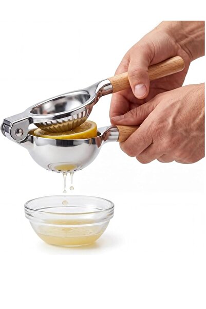 Kitchen Beauty Ahşap Saplı Paslanmaz Çelik Limon Sıkacağı - Manuel Narenciye ve Portakal Sıkacağı Lüks Limon Presi