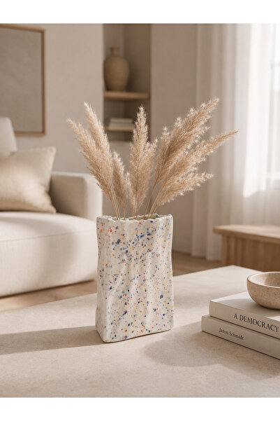 Freyja Confetti Premium Stoneware Kese Kağıdı Formunda Tasarım Mini Vazo – Çok Amaçlı Dekoratif Düzenleyici 13,5x8 cm