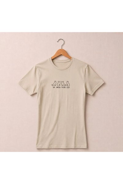 Petgifts Tricou Personalizat "Un Deux Black" - Bumbac 100% Light Sand Marime S