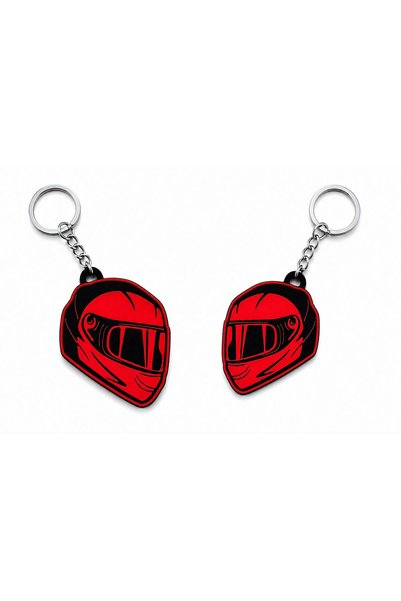 Generic Brand Motorcycle Helmet Keychain Red
