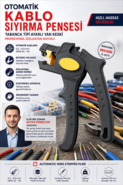 Transformacion Otomatik Kablo Sıyırma Pensesi Tabanca Tipi Ayarlı Yan Keski P...